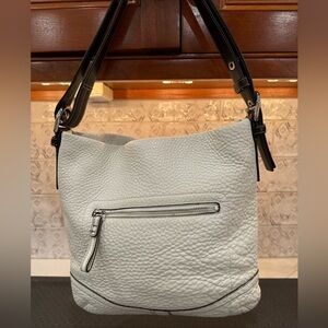 Coach adjustable strap white leather shoulder bag